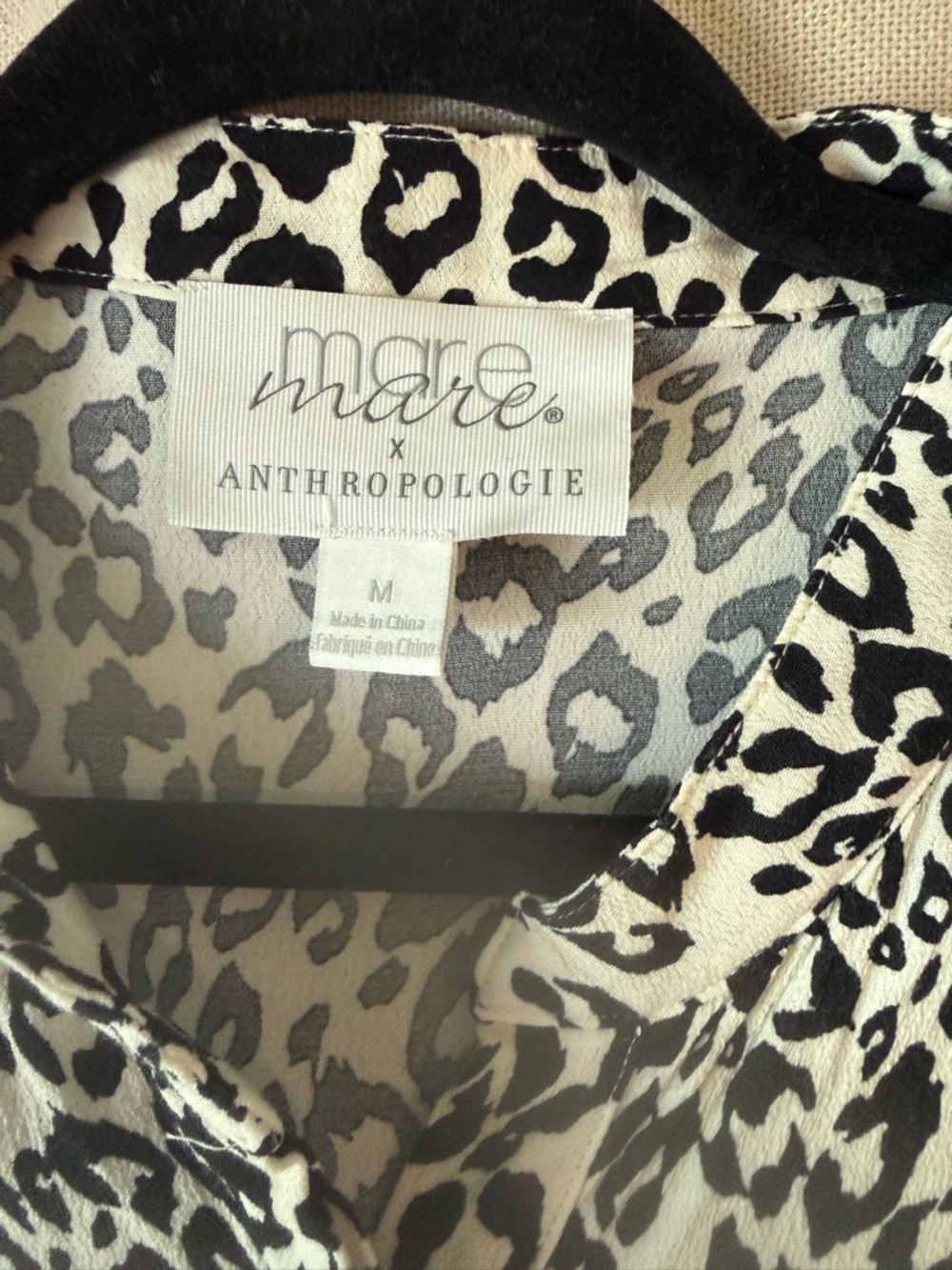 Anthropologie Black & White Leopard Print Long Sleeve Maxi Dress - Picture 4 of 7